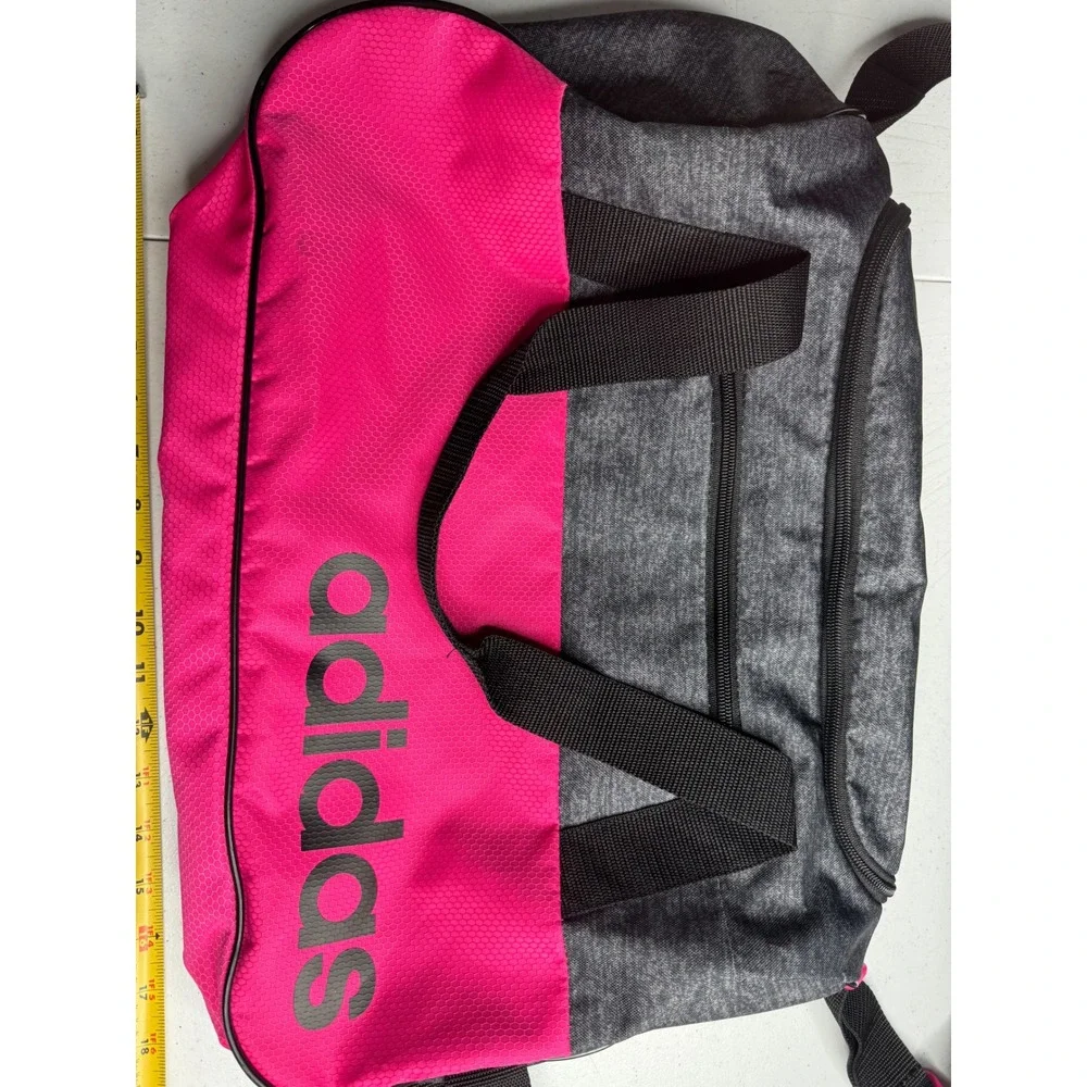 Adidas Duffel Bag Pink Grey Heathered Gym Travel Shoulder Bag Large Logo
